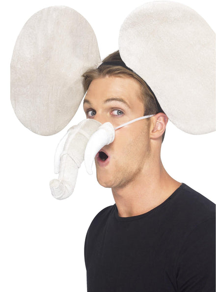 Adults Grey Elephant Novelty Ears And Trunk Costume Accessory Set - Main Image