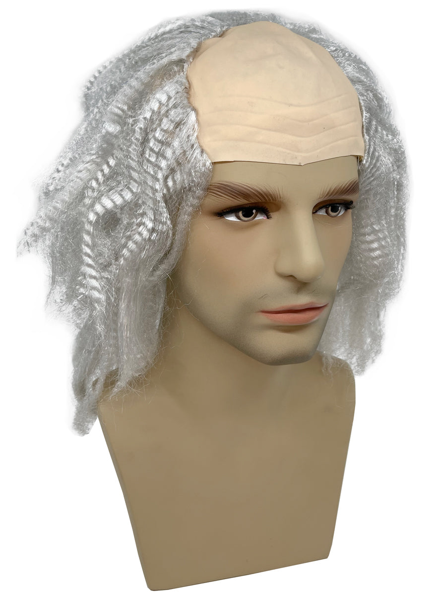 Mens Grey mad Scientist Costume Wig With Bald Top - Main Image