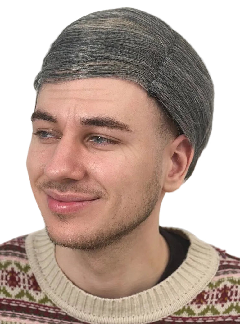 Grey Combover Mens Old Man Costume Wig - Alternative Image