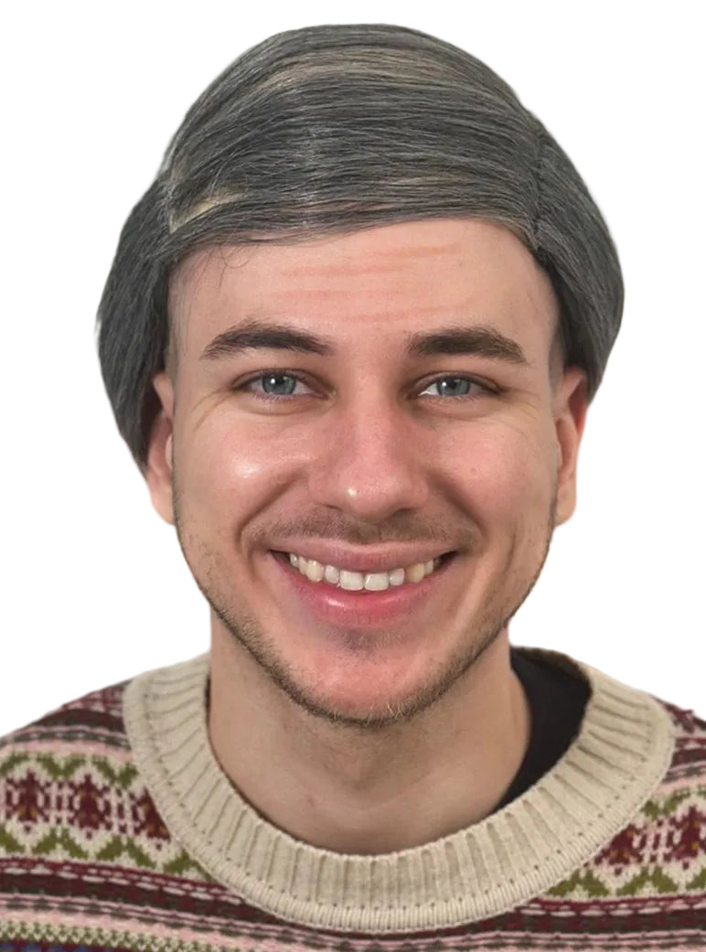 Grey Combover Mens Old Man Costume Wig - Main Image