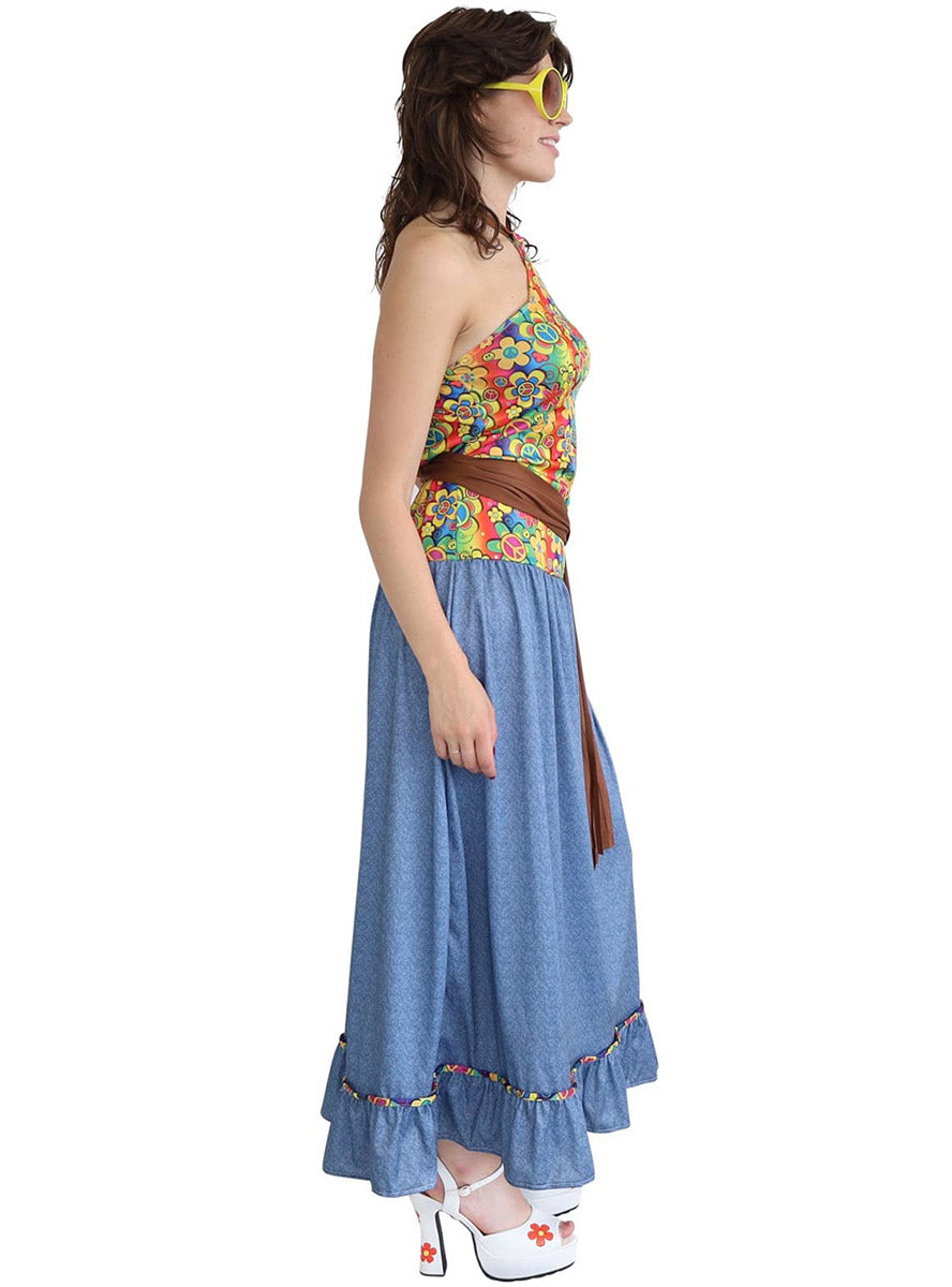 60s Groovy Girl Womens Hippie Costume - Side Image