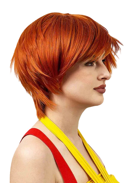 Gym Leader Womens Copper Cosplay Costume Wig with Ponytail - Side Image 2