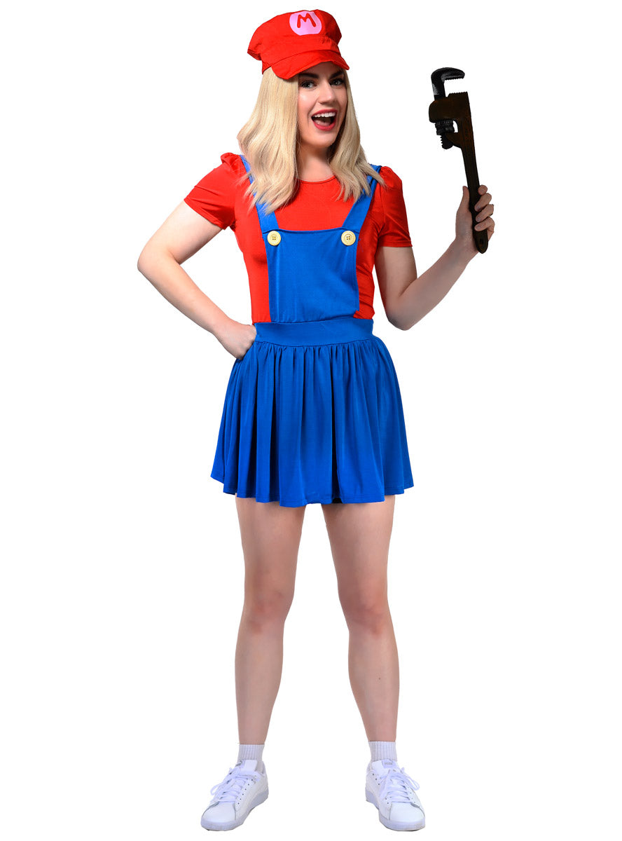 Super Red Plumber Womens Mario Costume - Main Image