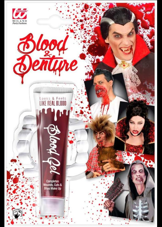 vampire fangs and blood halloween maleup set - main image