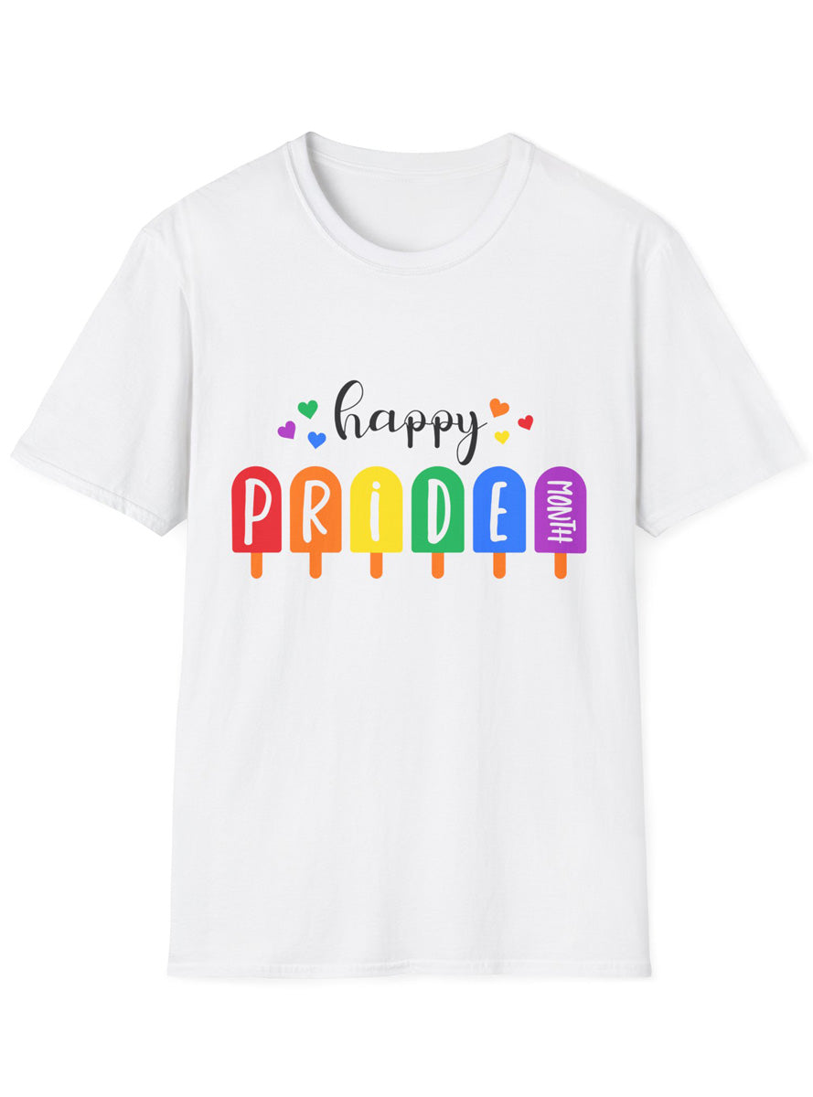 Happy Pride Month Popsicles Adults White TShirt - Front Image