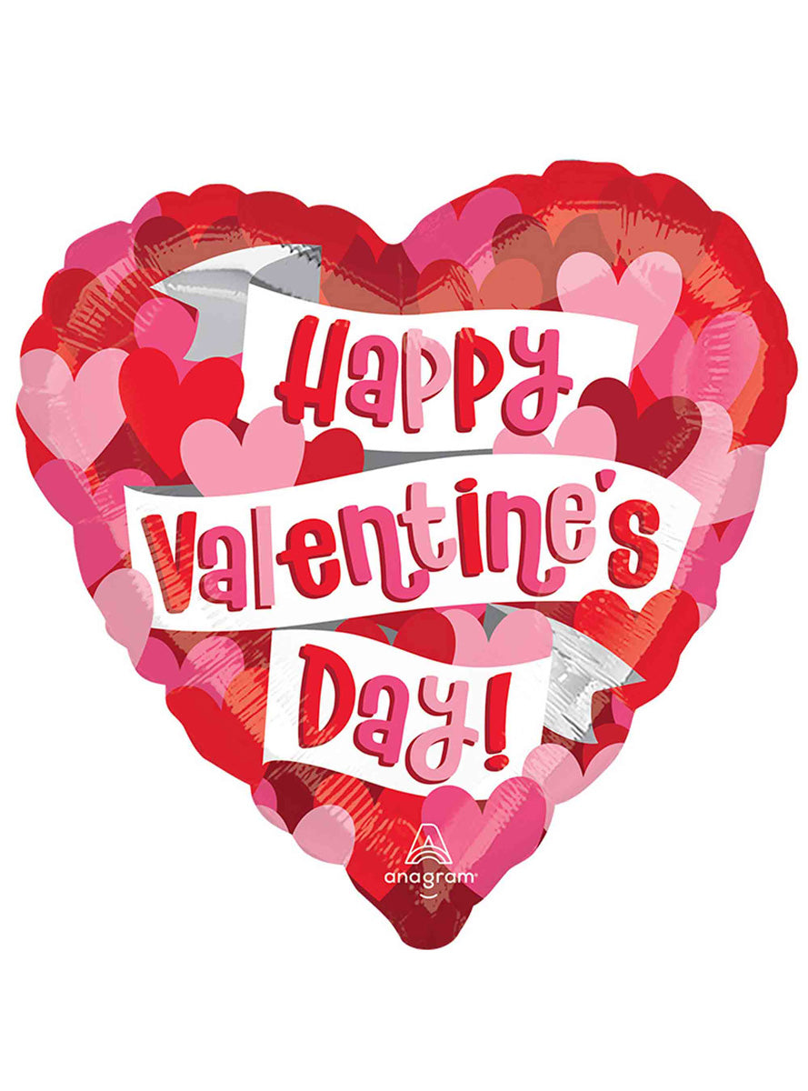 Happy Valentines Day 45cm Heart Shaped Foil Balloon - Main Image