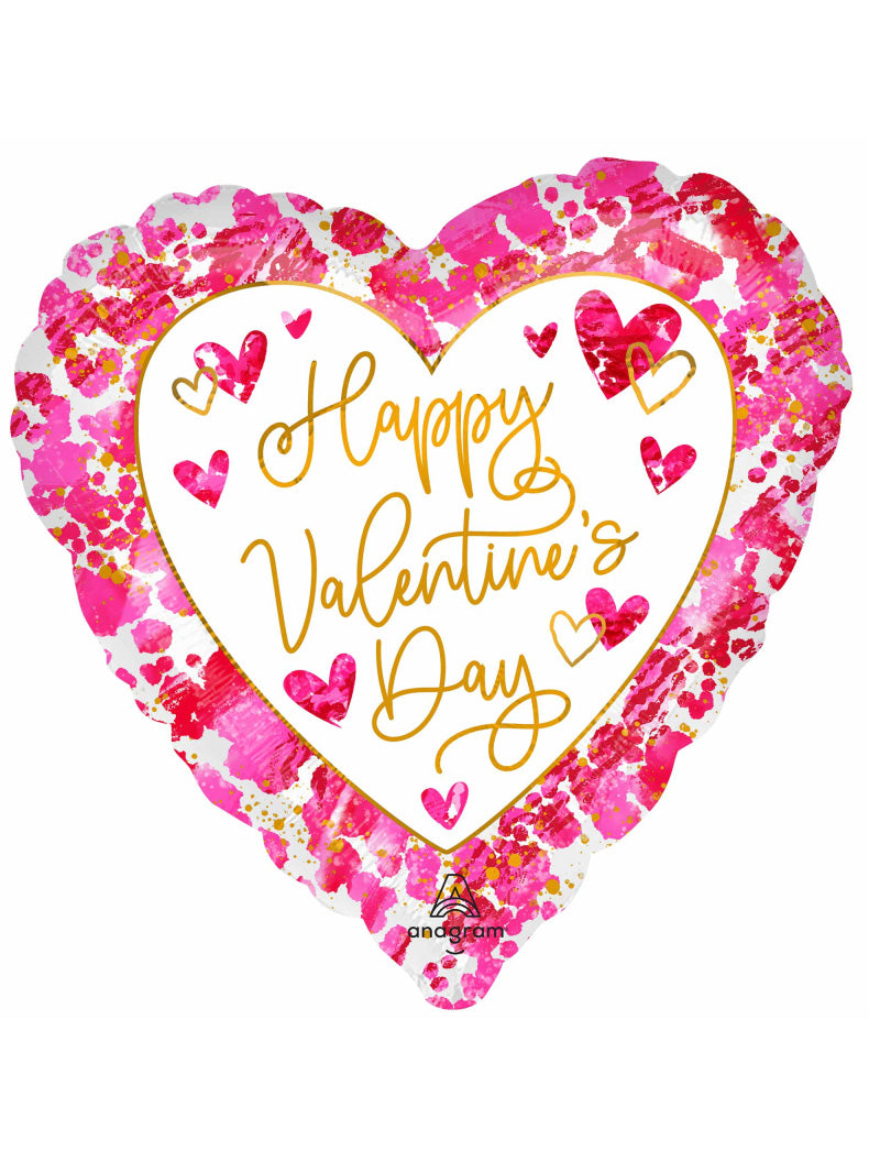 Happy Valentines Day Heartful 71cm Jumbo Shape Foil Balloon - Main Image