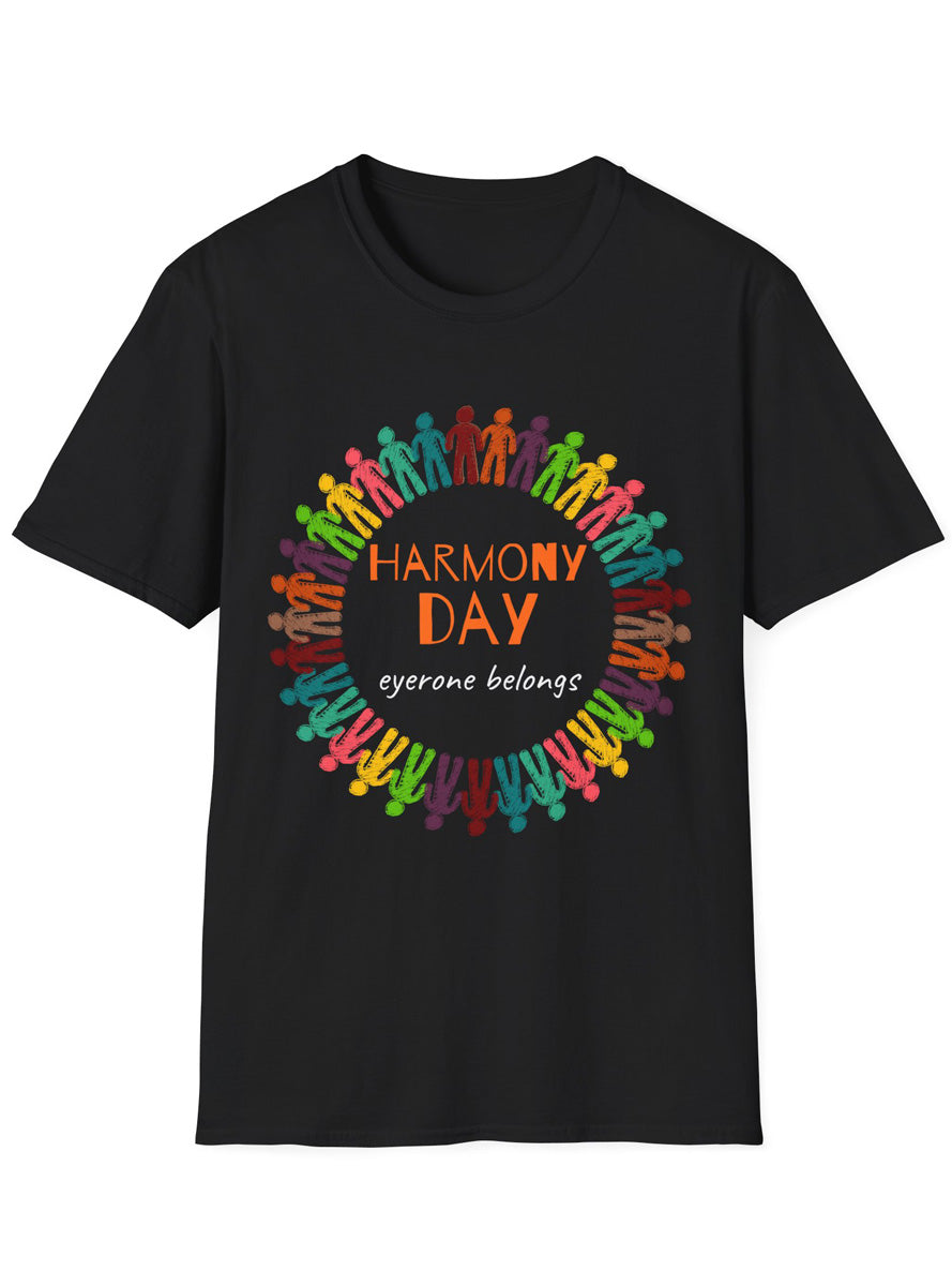 Everyone Belongs Adults Black Harmony Day Shirt