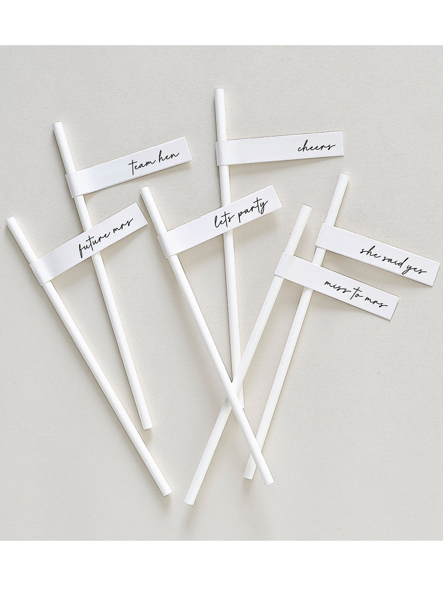 white paper flag wedding party straws - lifestyle image