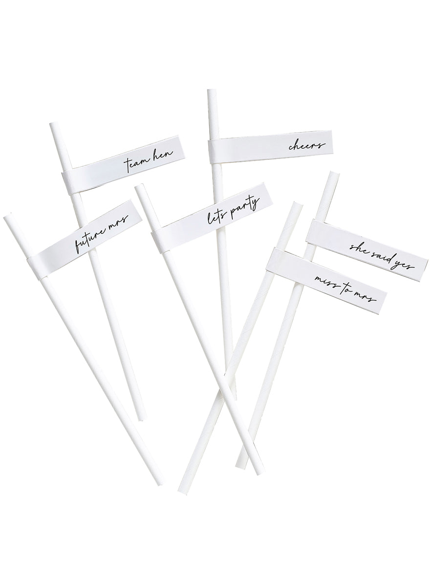 white paper flag wedding party straws - main image