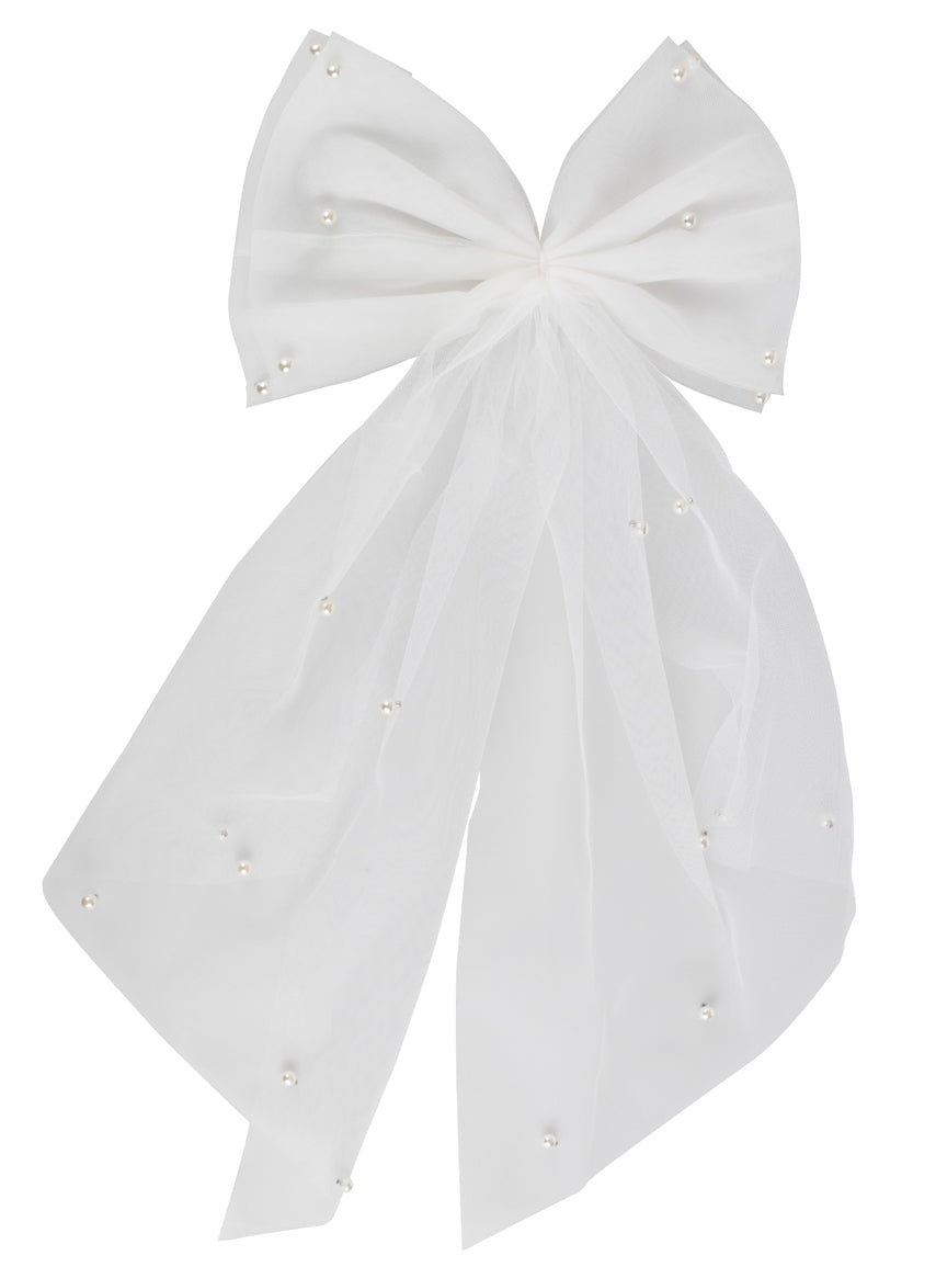 large white tulle engagement hens night bow - alternative image