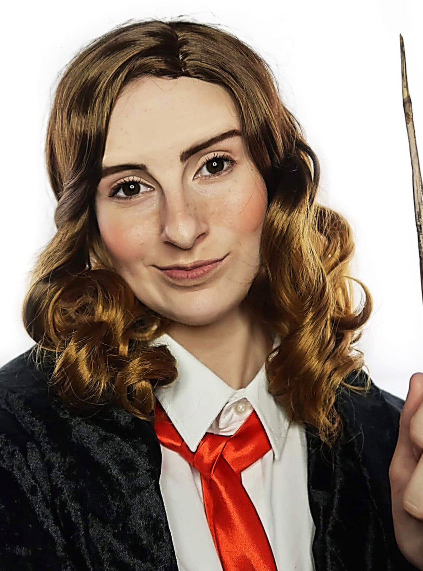 Hermione Womens Brown Curly Costume Wig - Alternative Image 2