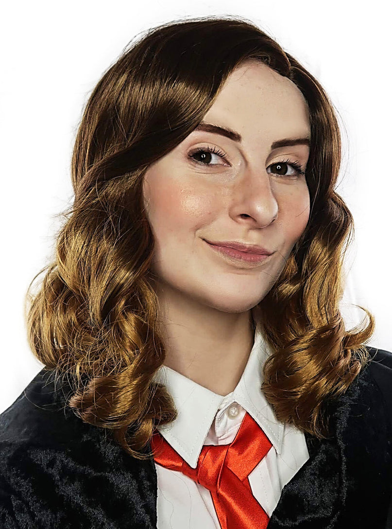 Hermione Womens Brown Curly Costume Wig - Alternative Image