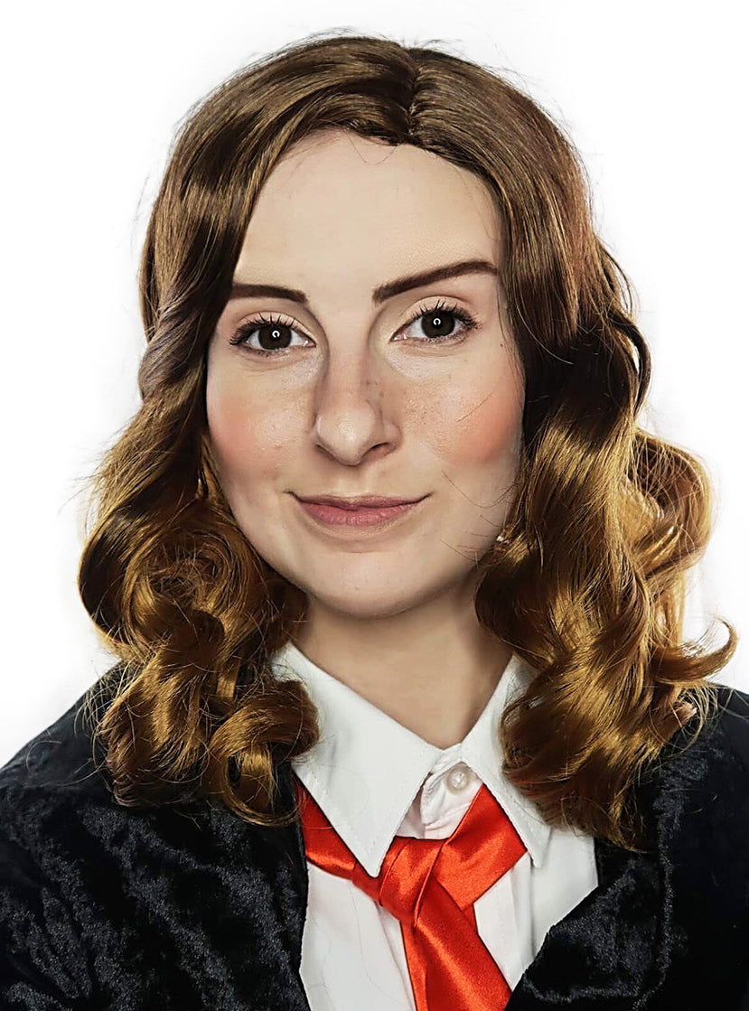 Hermione Womens Brown Curly Costume Wig - Main Image