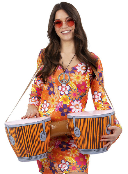 Blow up Bongo drum 60s hippie costume accessory - Main image