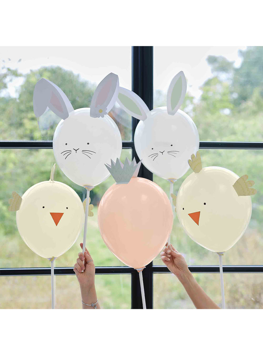 Hop Hop Hooray 5 Pack Easter Bunny And Chickens Balloons - Lifestyle Image