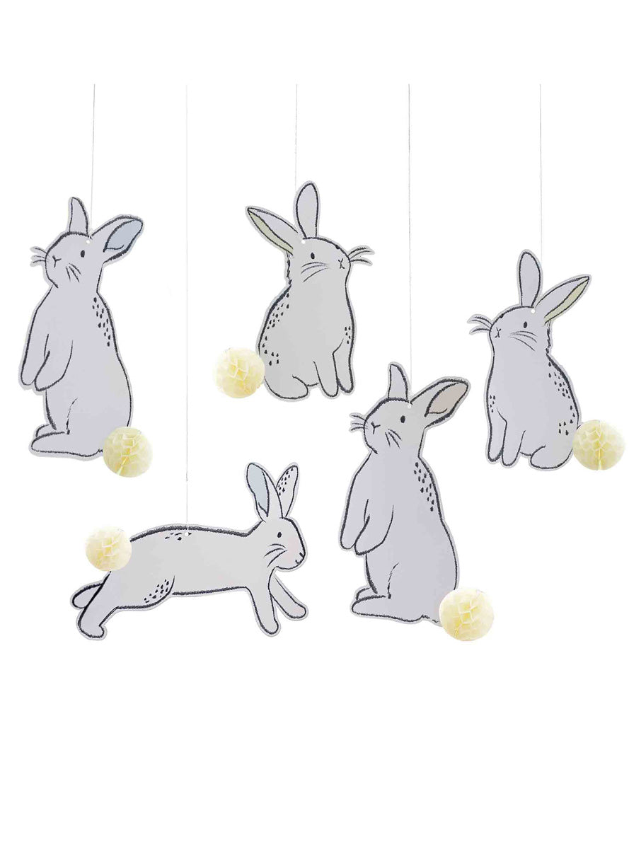Hop Hop Hooray 5 Pack Hanging Easter Bunny Decorations – Main Image