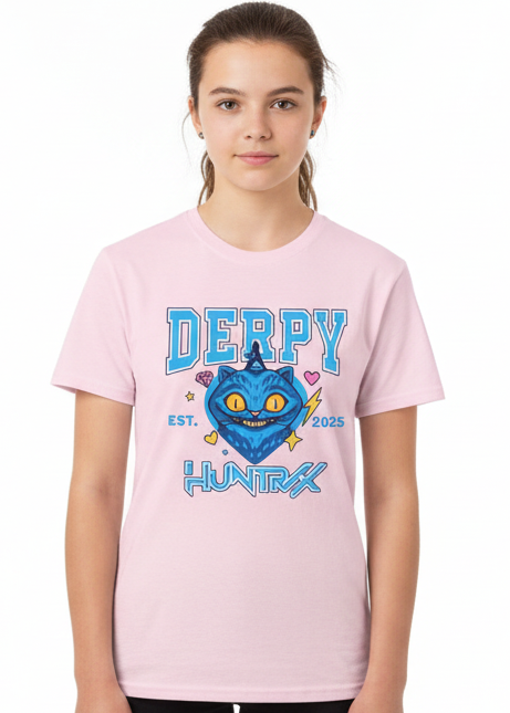 Teens Light Pink T-Shirt with Huntrix Derpy Cat Print - Main Image