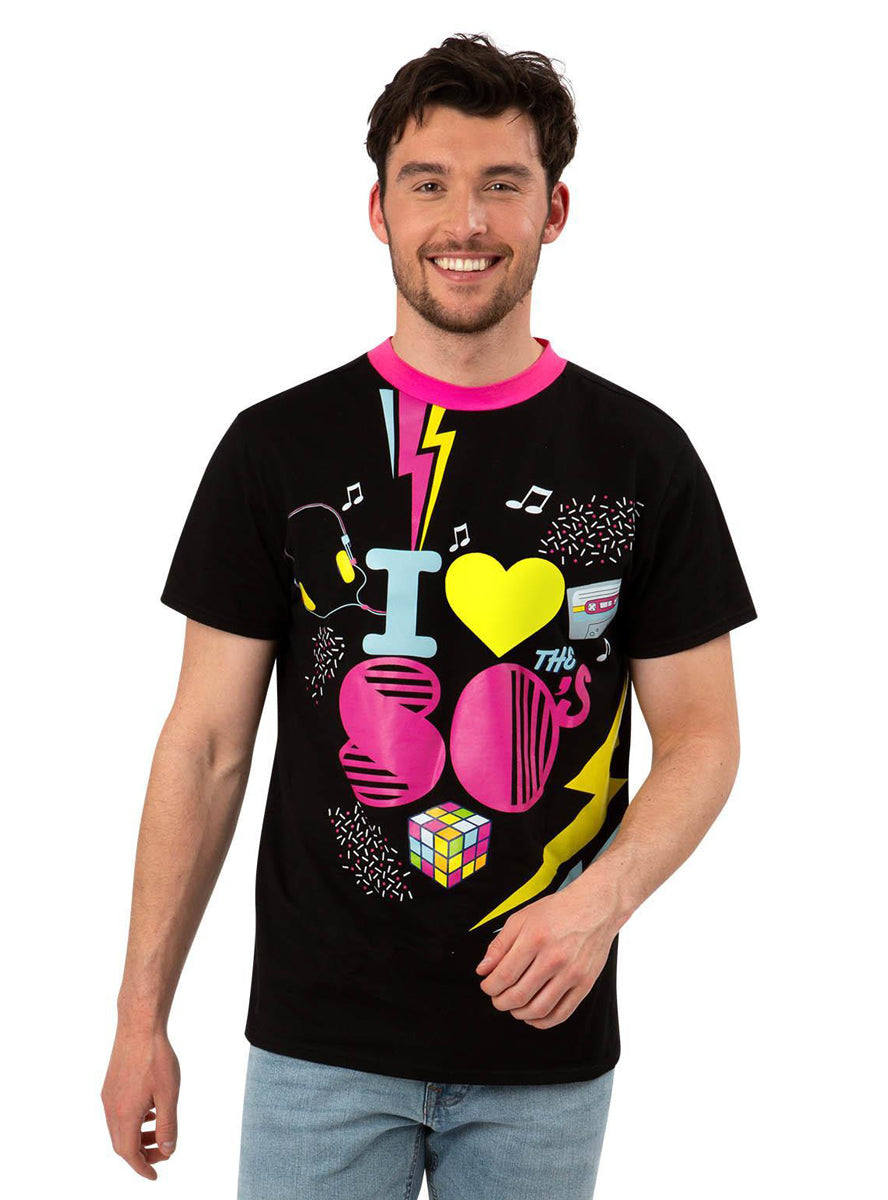 Mens 1980s retro costume shirt - Main image