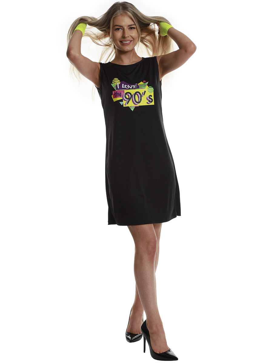 alternative image of I Love The 90s Womens Black Costume Dress