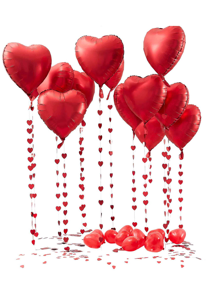 I Heart You Heart Balloon Tassles and Confetti Room Decorating Kit - Main Image