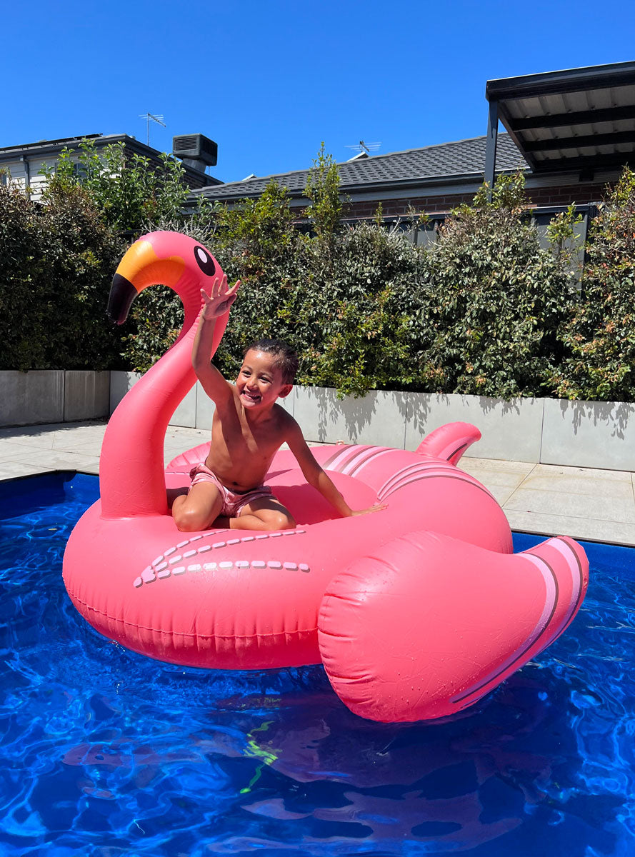 Inflatable Giant Pink Flamingo Pool Toy - Lifestyle Image 3