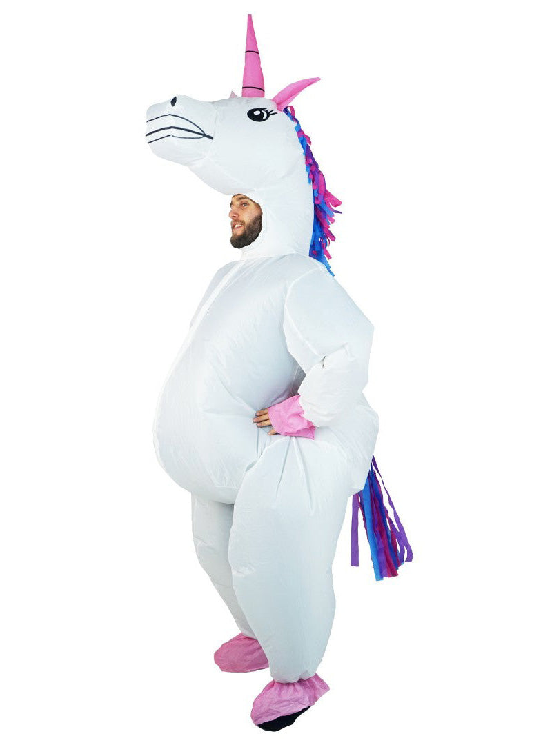Inflatable White Unicorn Novelty Adults Costume - Side Image