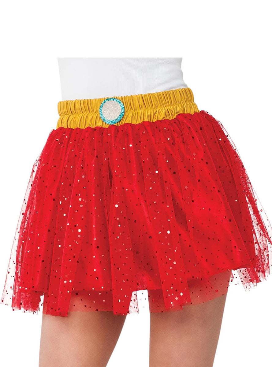 Red Glitter Womens Ironman Superhero Costume Tutu Skirt - Close Image