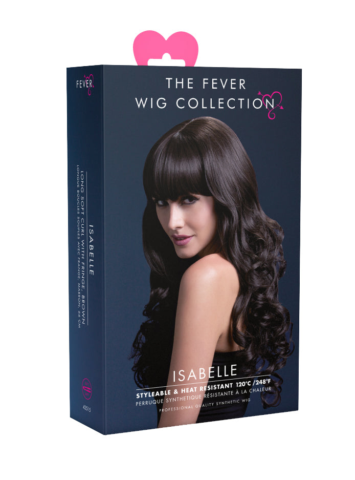 Deluxe Womens Dark Brown Curly Fashion Wig With Fringe - Packaging Image