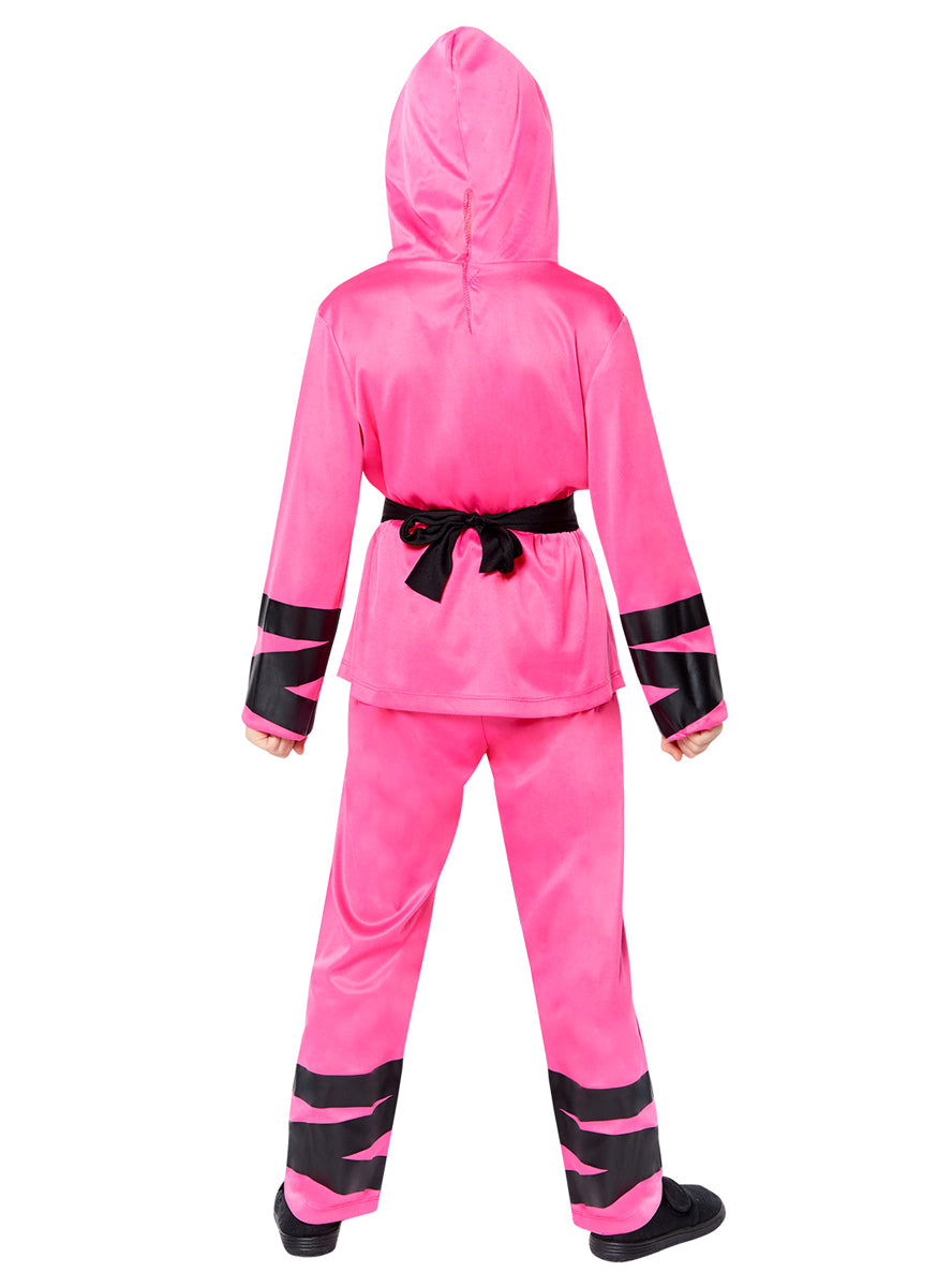 Girls Pink Dragon Ninja Japanese Costume - Back Image