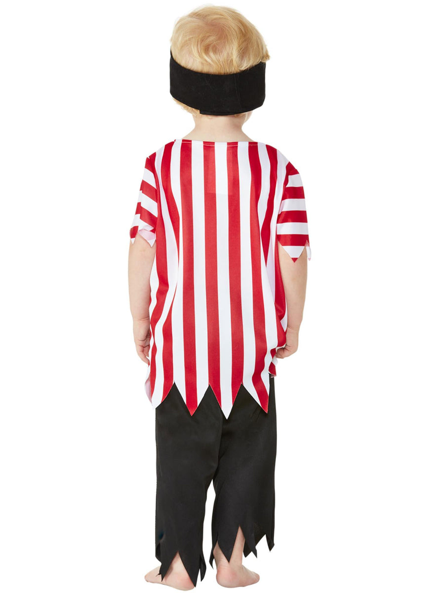 Toddler Boys Red And White Pirate Costume - Back Image
