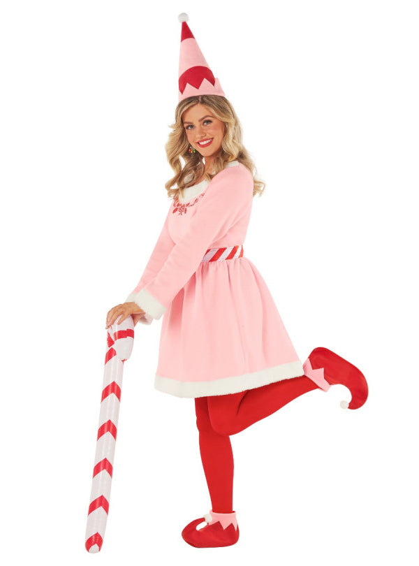 Womens Pink Jovi Elf Christmas Costume Side Image