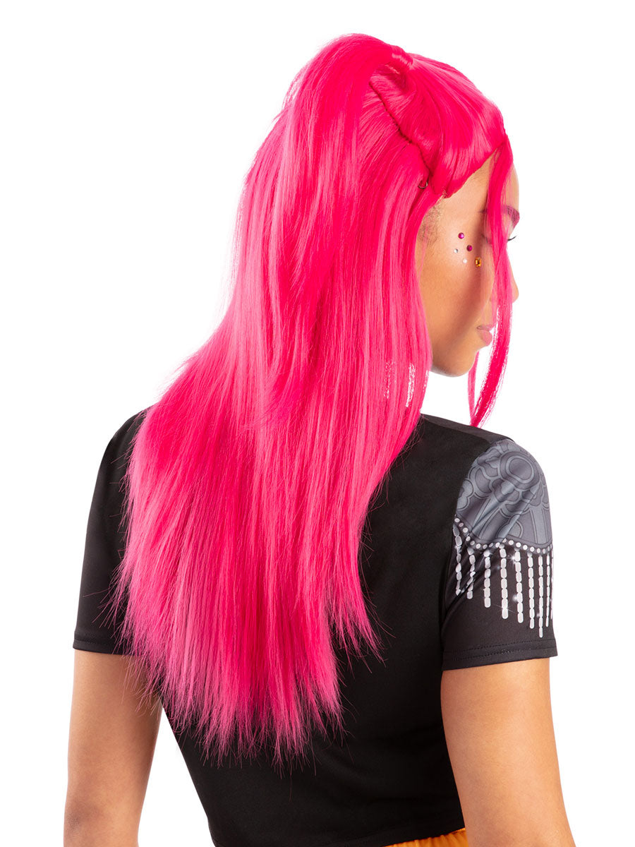 K Pop Demon Hunters Womens Pink Mira Costume Wig - Side Image