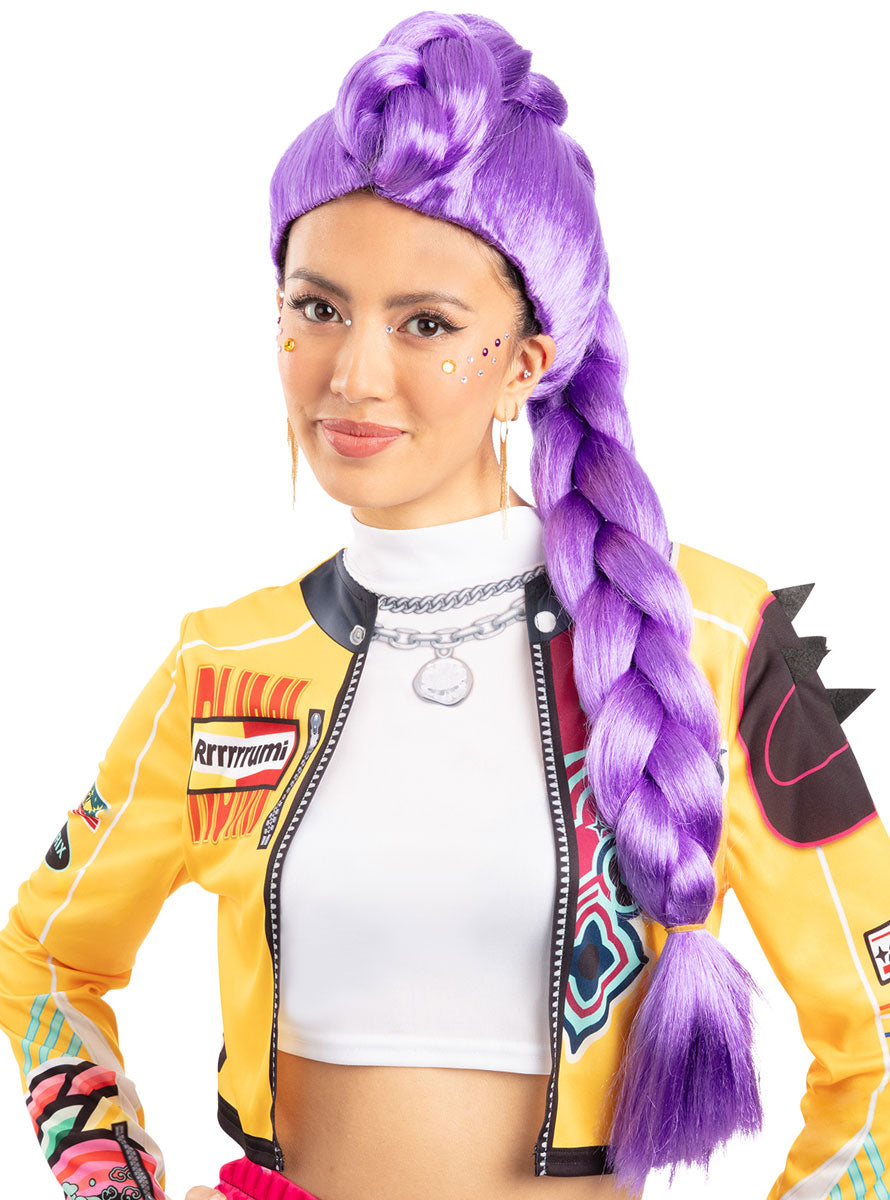 K Pop Demon Hunters Womens Rumi Purple Braid Costume Wig - Main Image