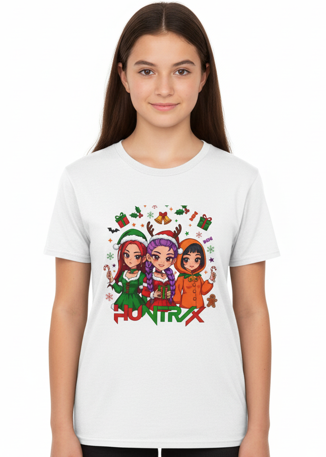 K-Pop Teen White Christmas Huntrix T-Shirt Main Image