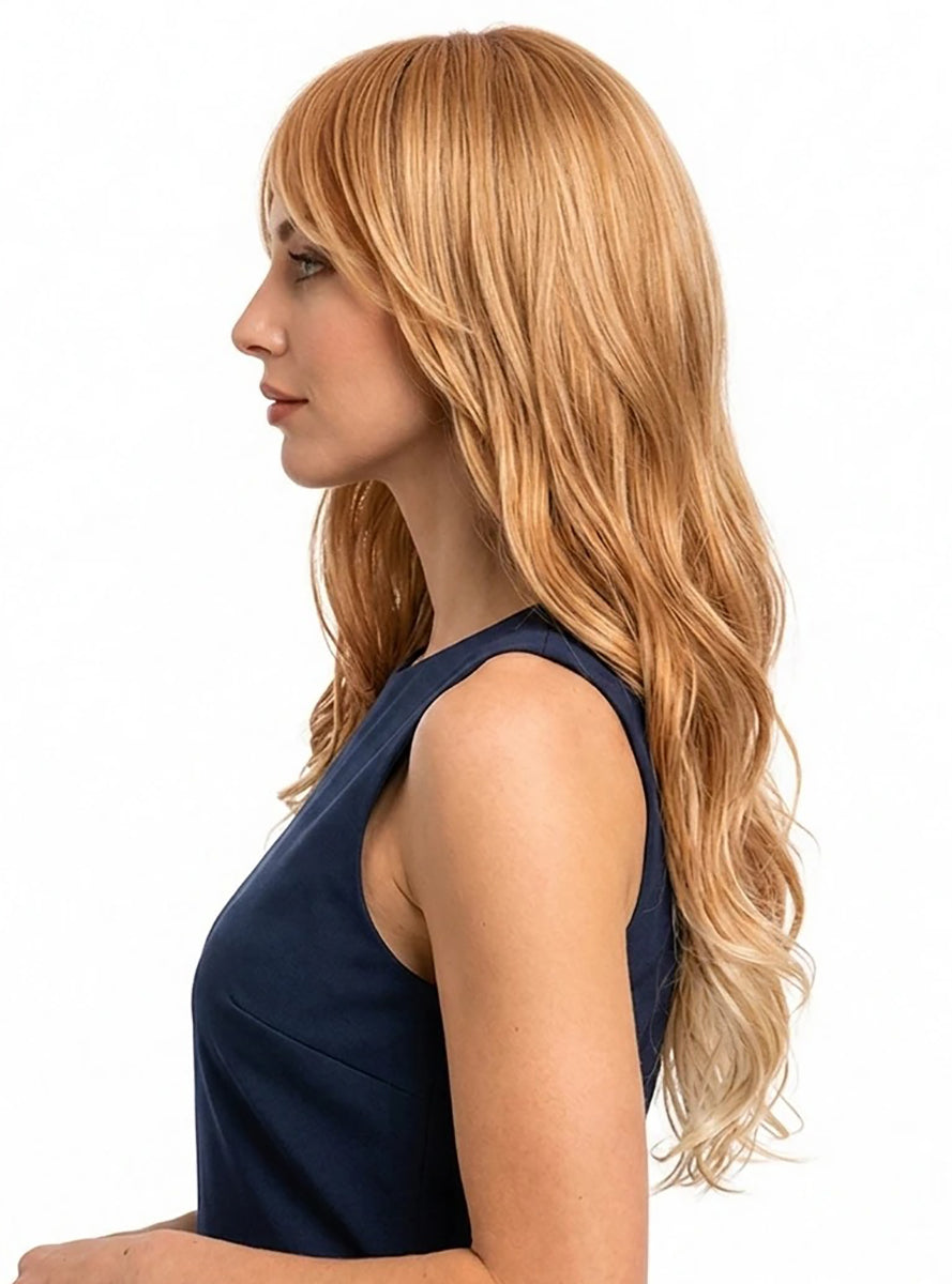 Kate Long Strawberry Blonde Wavy Wig with Side Fringe