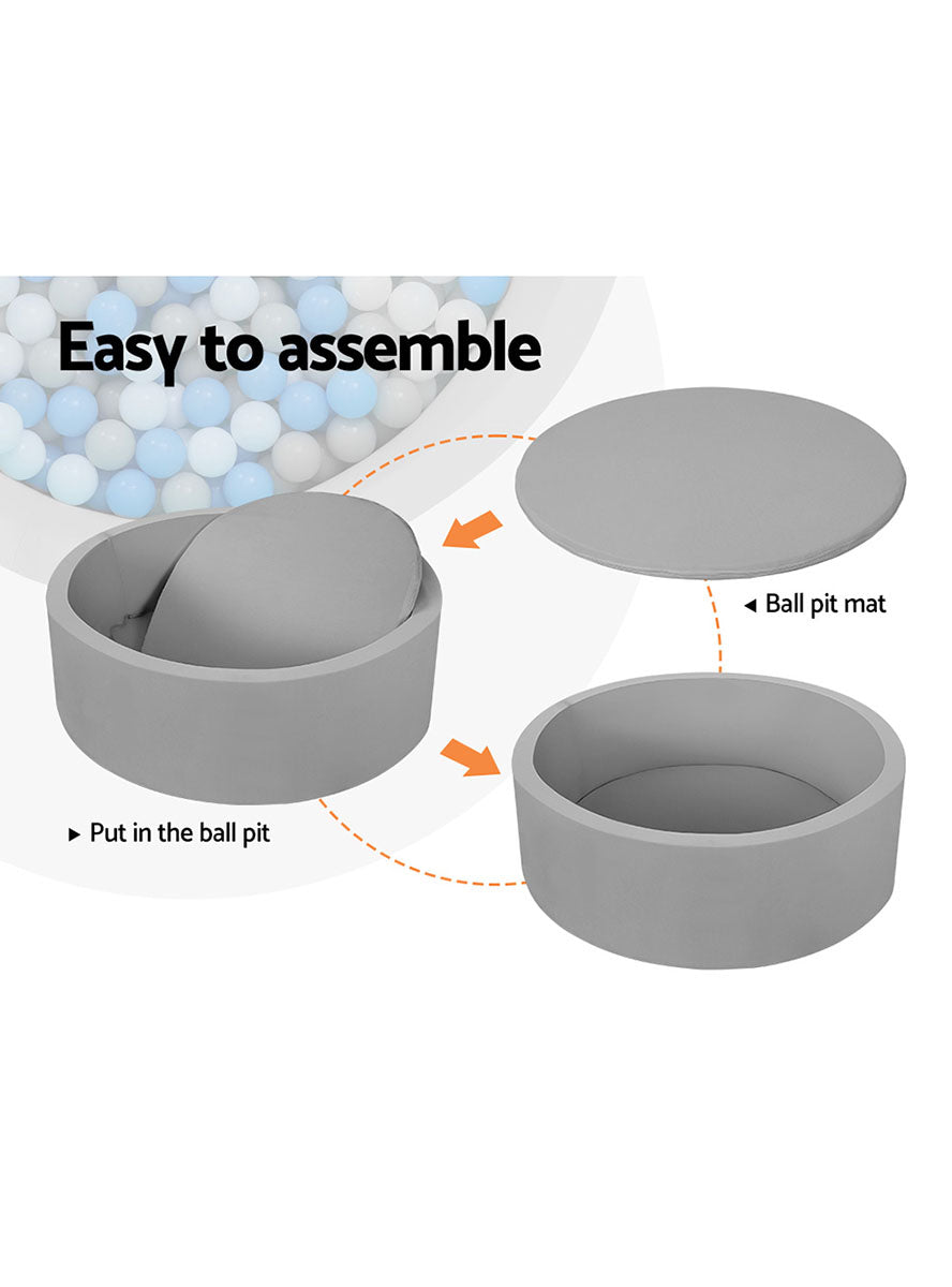 Keezi Kids Grey Foam Round Ball Pit - Info Image 1
