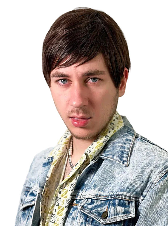 Kel Mens Short Brown Hippie Costume Wig - Alternative Image 2