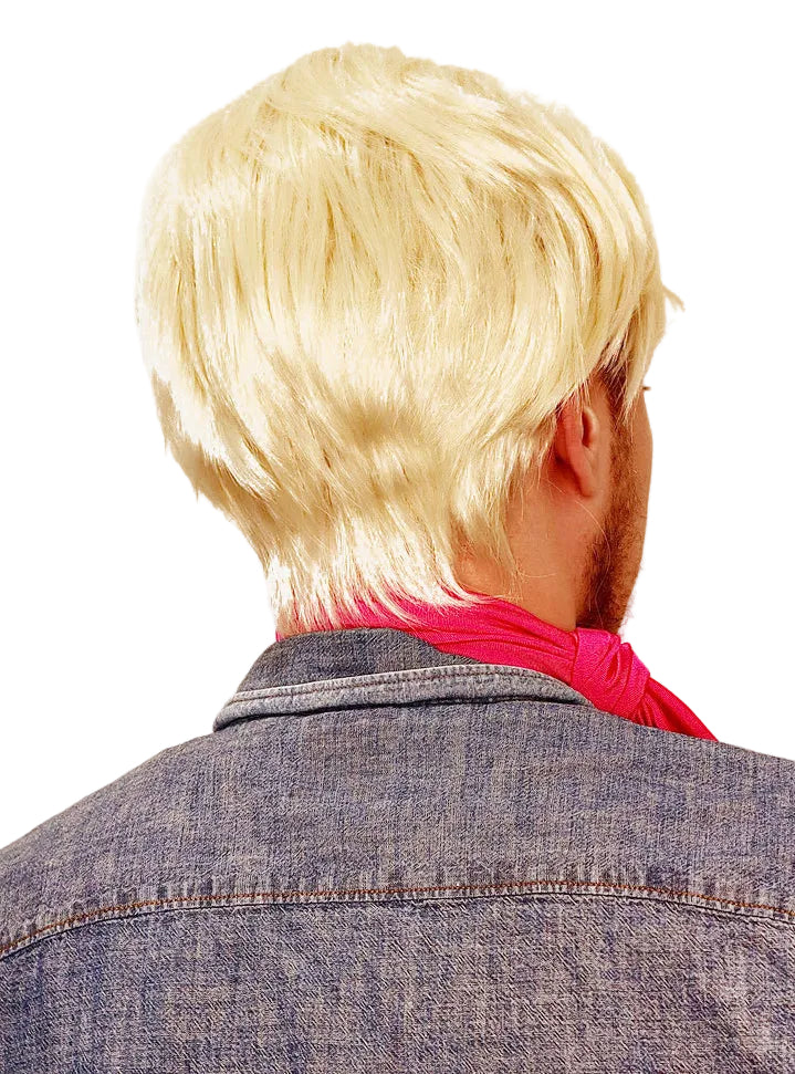 Ken Womens Short Blonde Costume Wig - Back Image