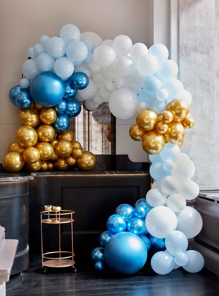 blue and gold 200 piece diy balloon arch - alternative image