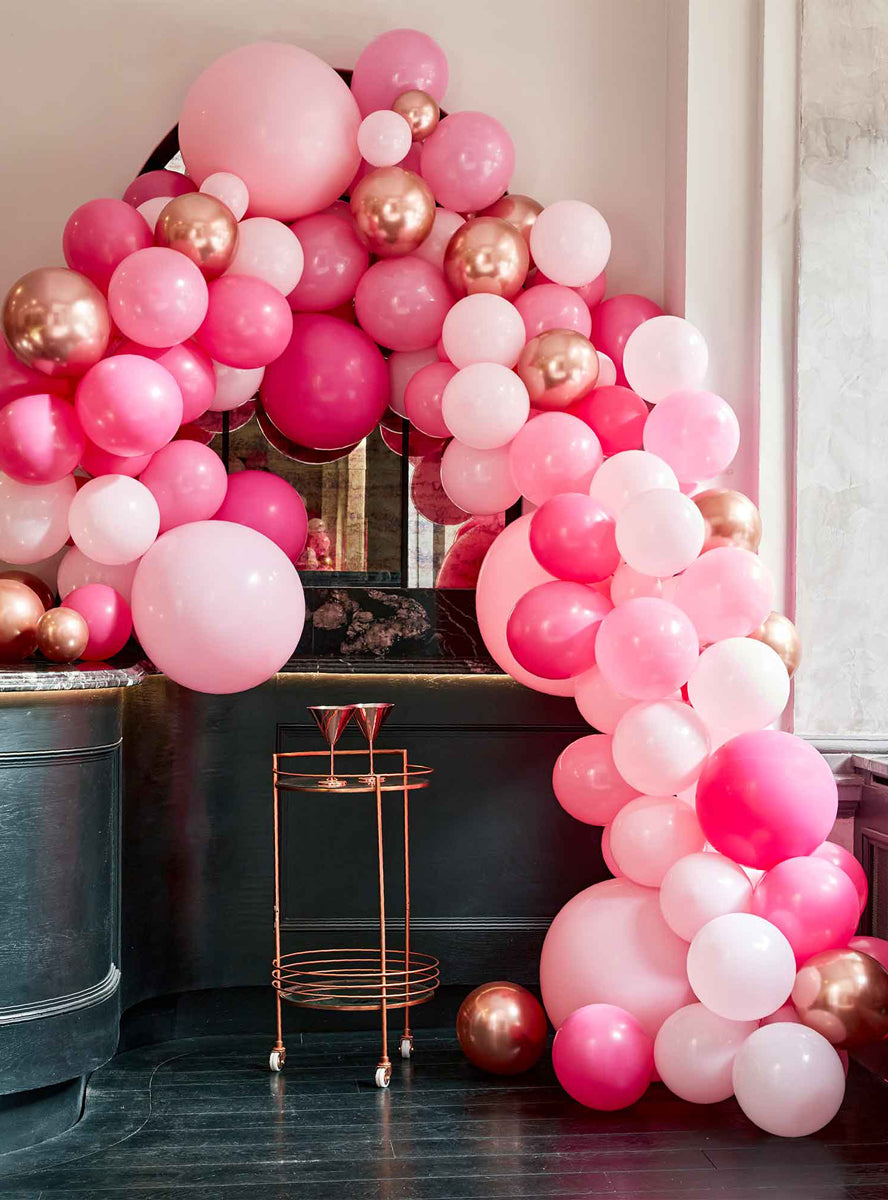 pink and gold chrome large balloon arch - alternative image