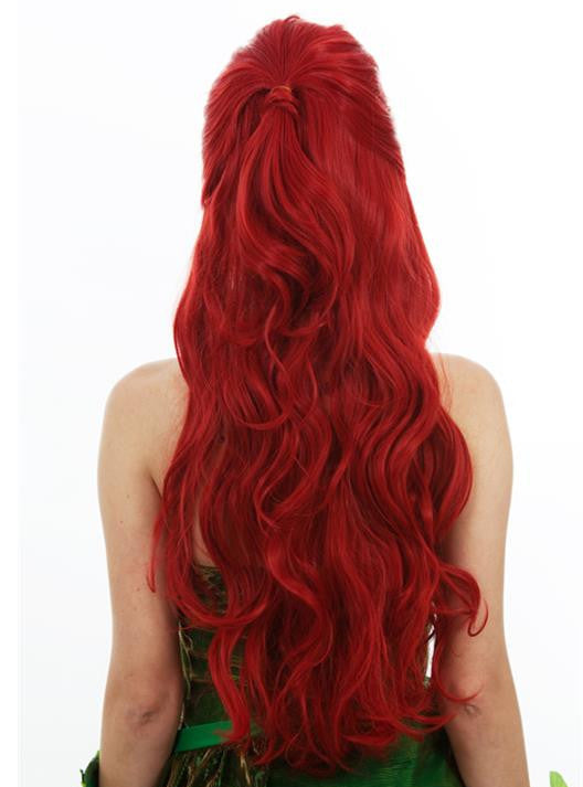 Lethal Vixen Womens Long Red Curly Costume Wig - Back Image 2
