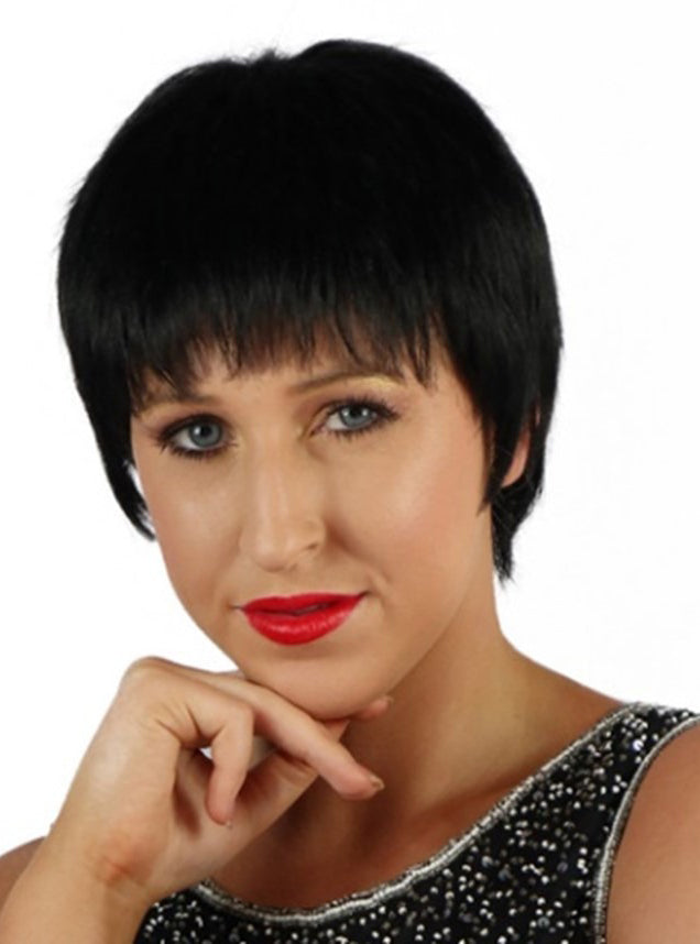 Womens Short Black Liza Chic Bob Costume Wig