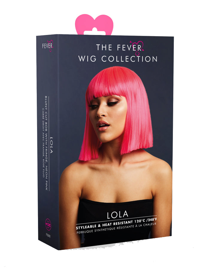 Neon Pink Womens Blunt Cut Bob Wig With Fringe - Packaging Image
