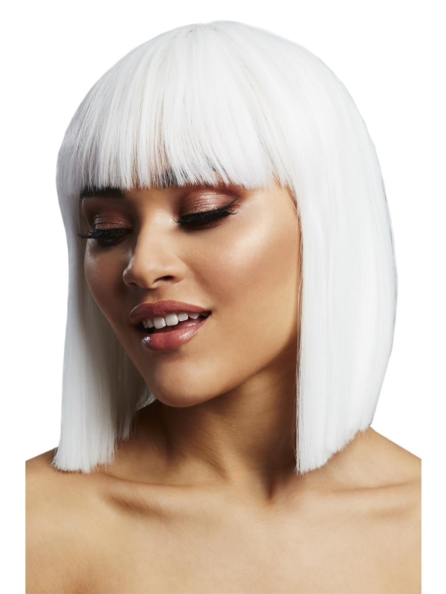 Heat Resistant Deluxe White Blunt Cut Bob Wig With Fringe - Main Image