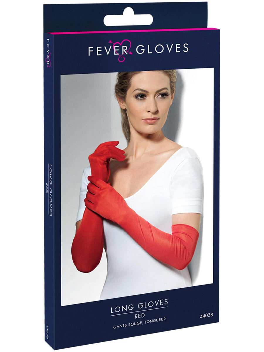 Red Extra Long Womens Costume Gloves - Packaging Image