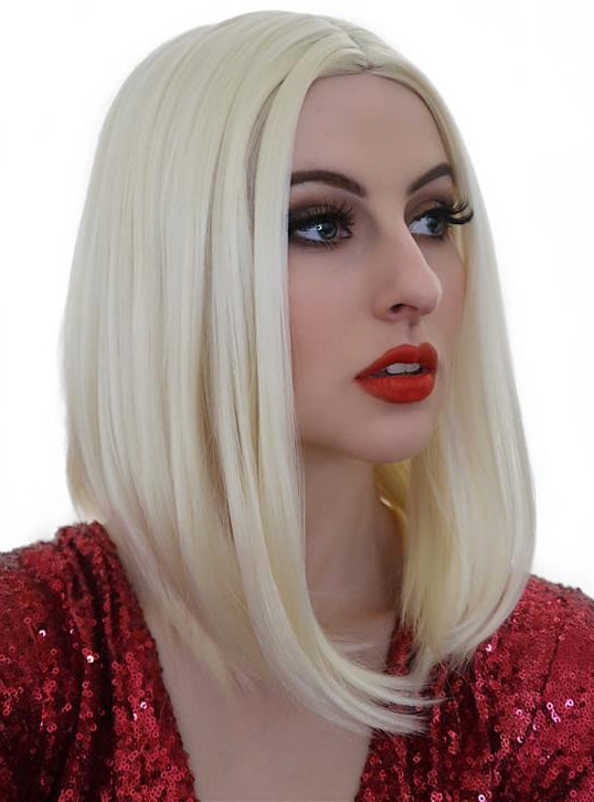 Long Bob Womens Light Blonde Costume Wig With Centre Part - Main Image
