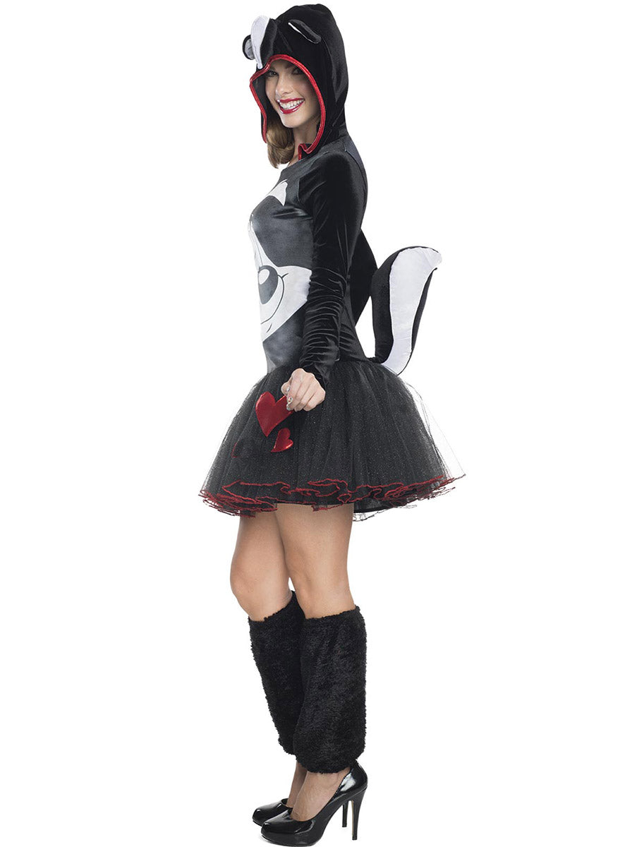 Side Image of Pepe Le Pew Womens Looney Tunes Hooded Costume