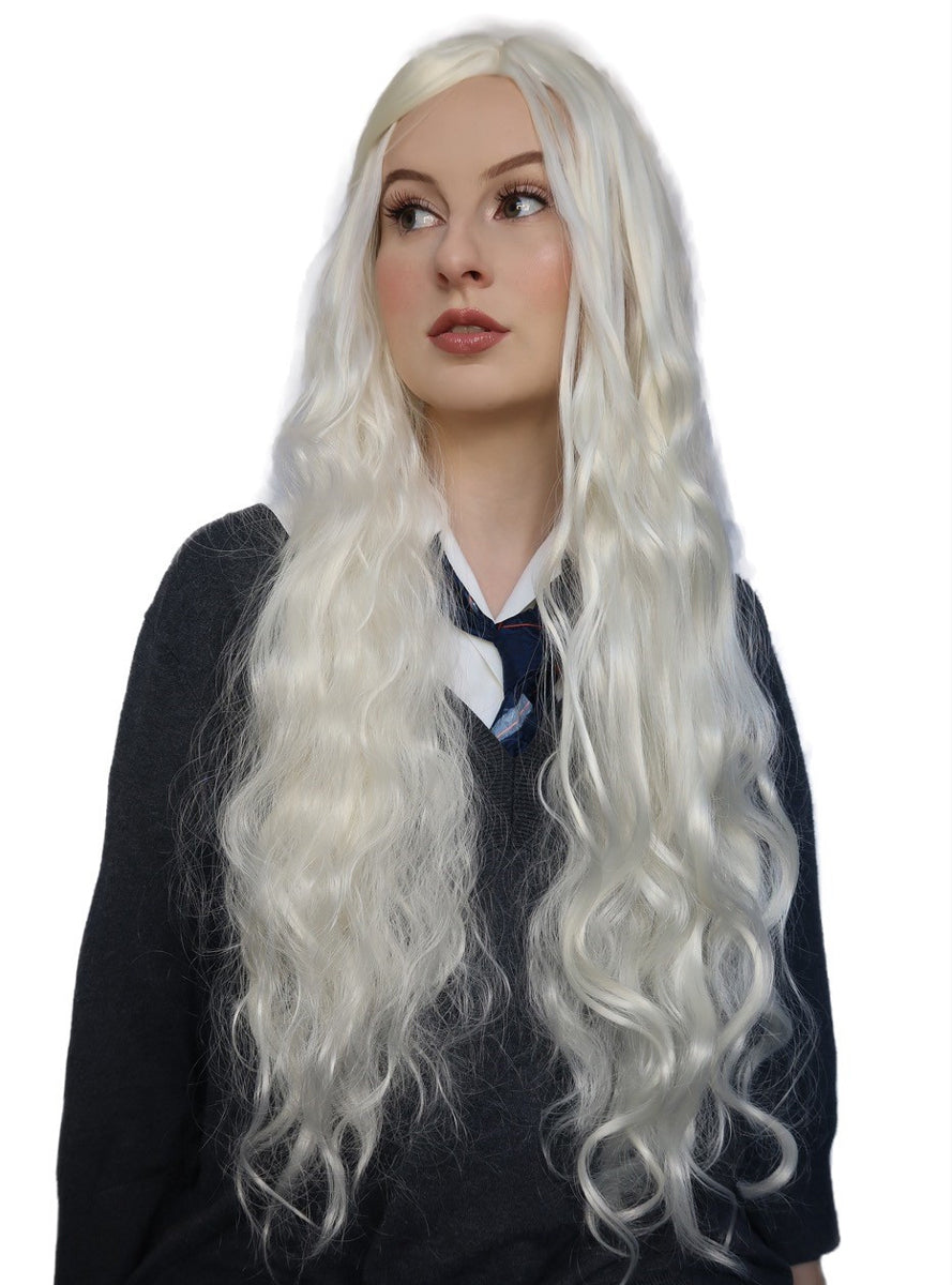 Luna Womens Long White Blonde Wavy Costume Wig - Main Image