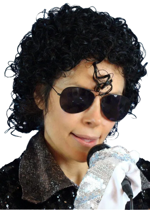 Mens Short Curly 80s MJ Pop Star Costume Wig - main image